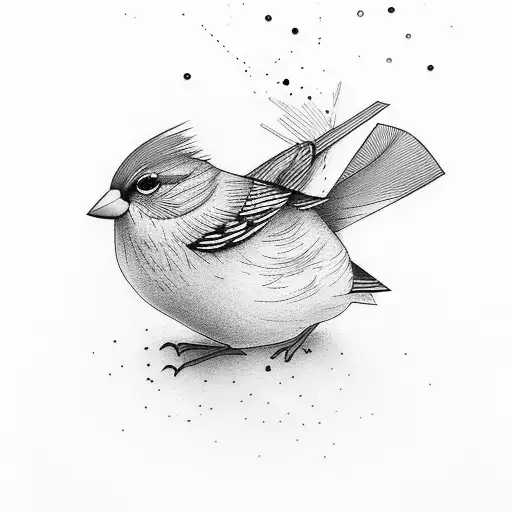 Small Canary Bird In Branch Minimalist