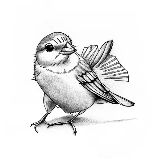 Small Yellow Canary Bird In Branch Minimalist