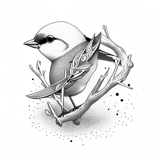 Small Canary Bird In Branch Minimalist