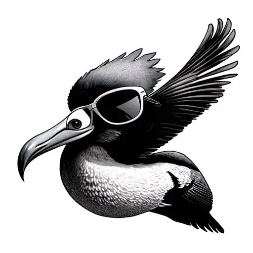 Albatross With Sunglasses And Sun