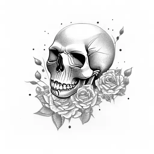 Cyber Skull With Flowers