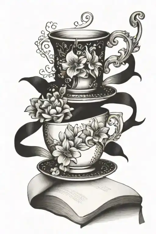 Open Book Flowers Tea Cup