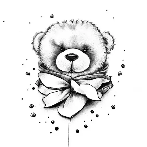 Teddy Bear Outline Tattoo With Dvw On The Paw