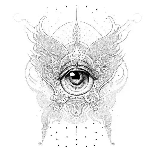 Flaming Flying Psychedelic Borders Eye