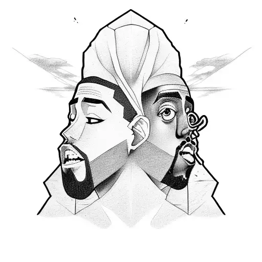 An Anime-inspired Portrait Of Mac Miller And Kanye West Fused Together