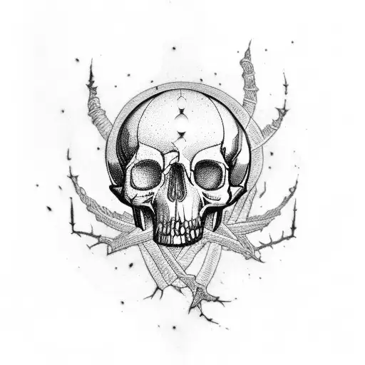 God Atlas Holding A Decaying Skull