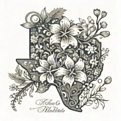 Texas Wildflowers Intertwined With Children's Names In A Floral Pattern
