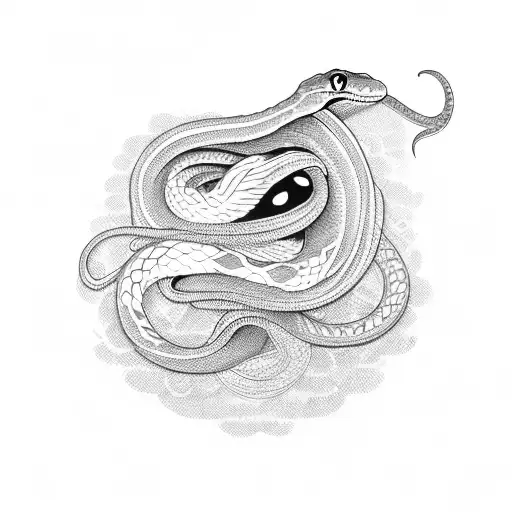 An Snake Flying In Tha Back Of A Hawk