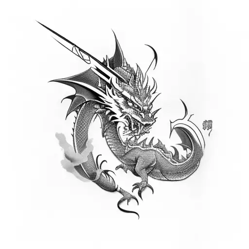 A Yakuza-style Dragon Tattoo With A Japanese Samurai Helmet Incorporated Into The Design