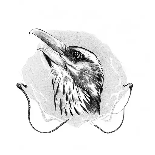 Raven On Snake With Skull