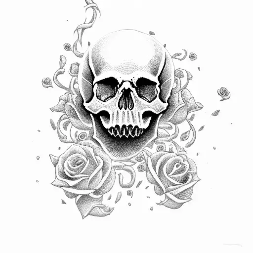 Skull With Roses In Smoke