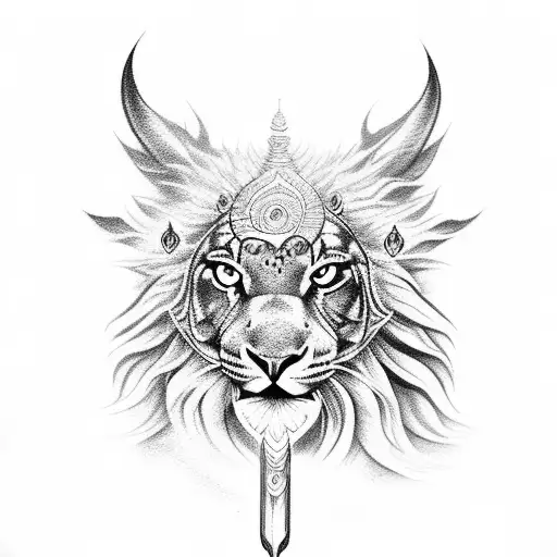 Shiva With Mountain And Monestry