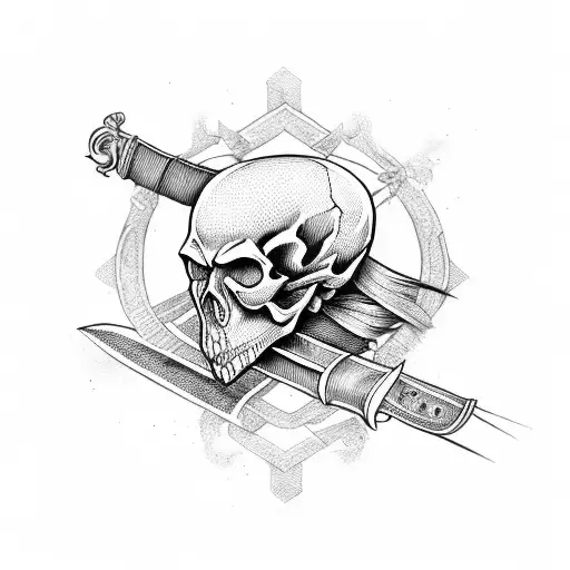 Skull With Crossed Sword And Rifle