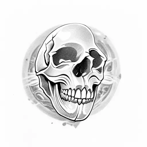 A Skull With A Heart-shaped Eye Socket And A Brain-shaped Cavity