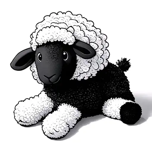 Plush Toy Black Sheep Laying Down