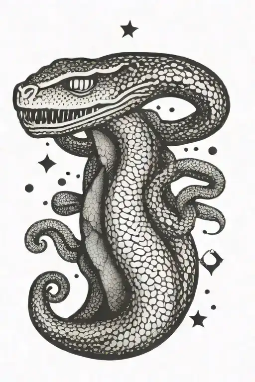 Moon And Snakes On Hand