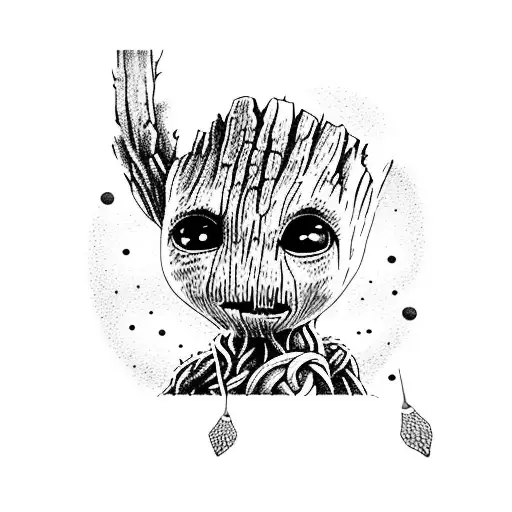 Baby Groot In A Viking Style