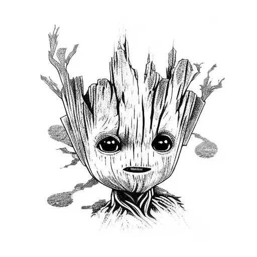 Baby Groot In A Viking Style With The Norse Tree