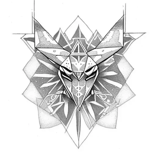 A Dotwork Tattoo Of The Triforce Symbol Surrounded By Intricate Floral Patterns