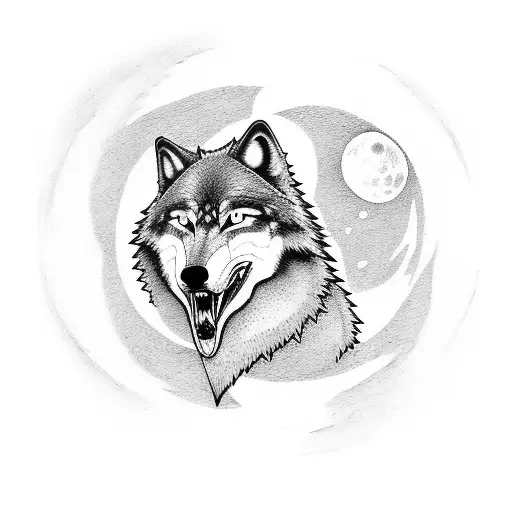 Rock And Wolf Fusion With A Guitar-wielding Wolf Howling At The Moon