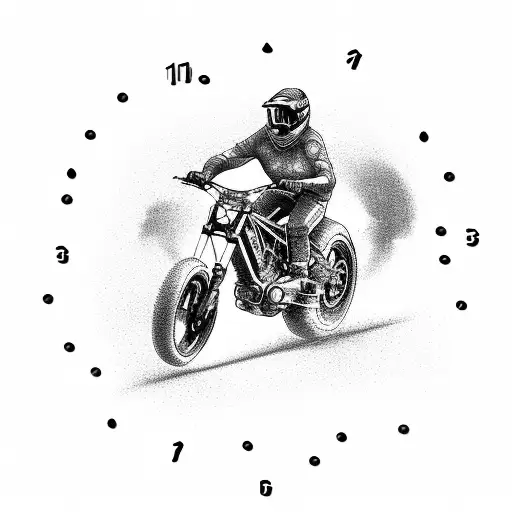 Illustration Of A Downhill Biker Racing Against A Clock With Speed Lines