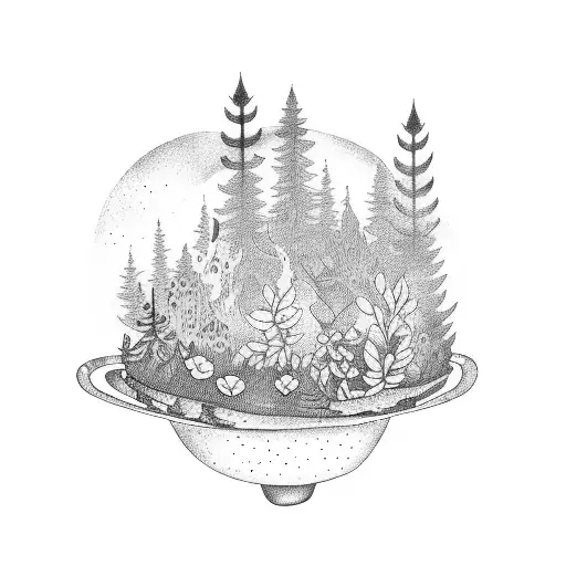 A Coffee Mug Surrounded By A Lush Forest