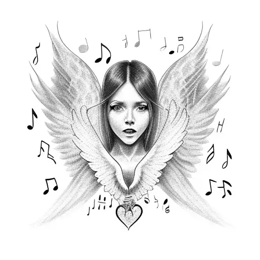 A Nurse With Angel Wings Surrounded By Music Notes