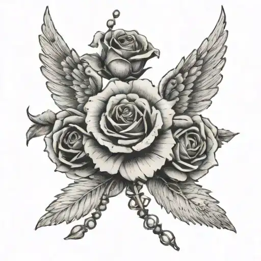 Rose With Wings Rosary Wrapped