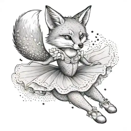 A Fox Wearing A Tutu And Ballet Slippers Practicing A Ballet Pose