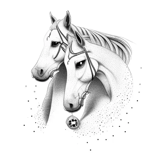 A Dotwork Tattoo Of A Veterinarian Treating A Horse