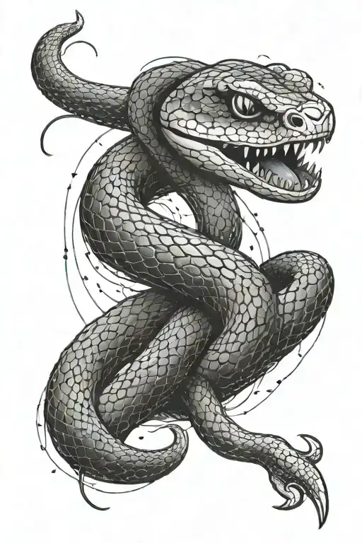 Snake Wrapped With A Knife How Penetrates The Snake