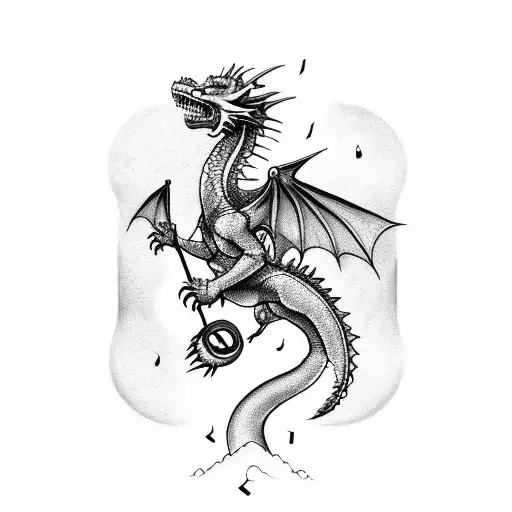 Create A Design Featuring A Dragon Surrounded By Music Notes