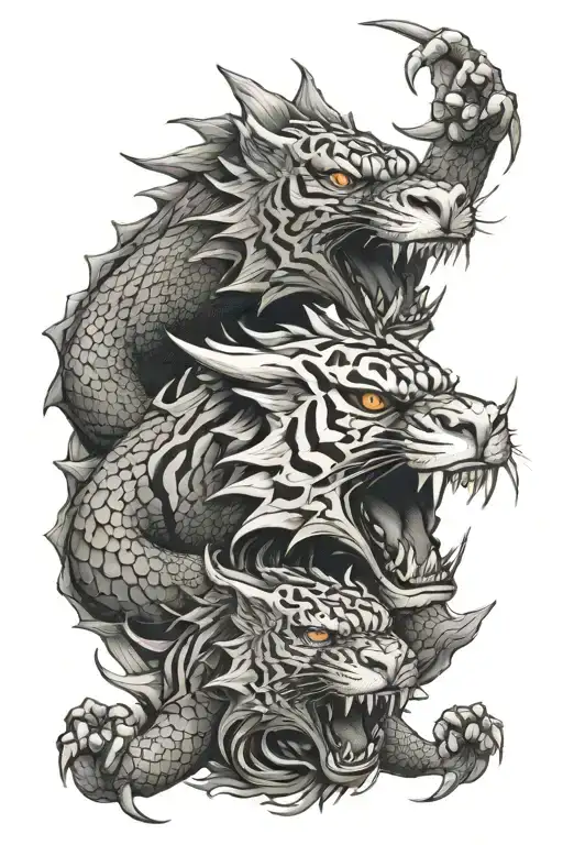 Dragon And Tiger Roaring