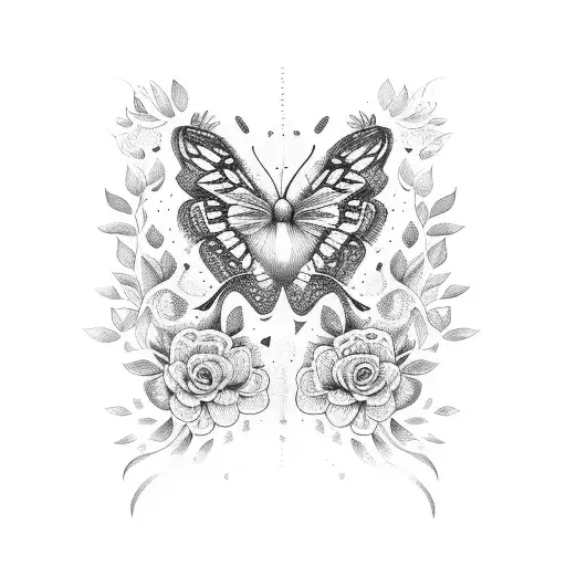 Flower Bird And Butterflies