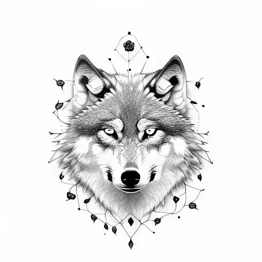 Wolf With Rose Small