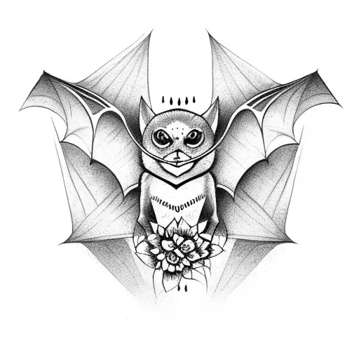 Bat With Flowers Geometric