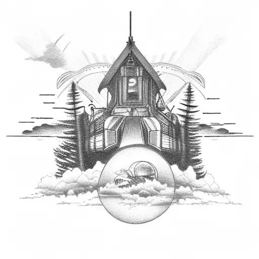 Train Going Into Heavenly Sunset