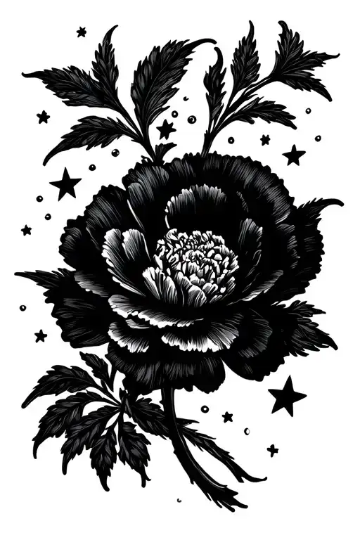 Mexican Art Carnations With Stars Scattered Along