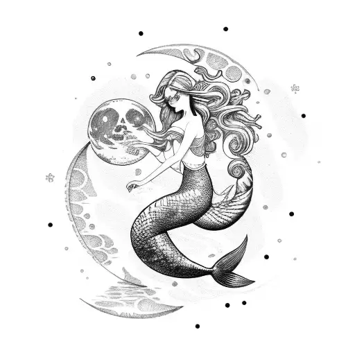 Mermaid With Moon