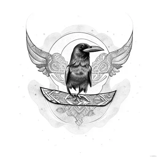Raven With Scandinavian Runes