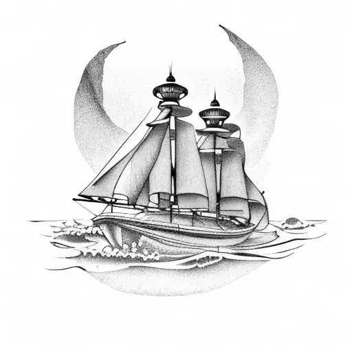 Sailboat Racing Steampunk Lighthouse