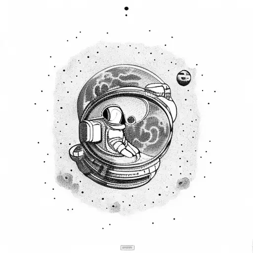 Astronaut Sitting Over Saturn