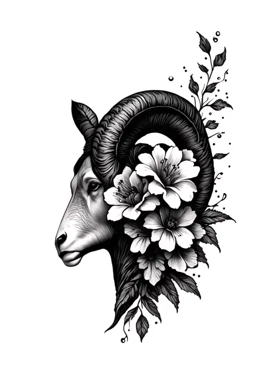 Aries Fire Flowers Fine Lines