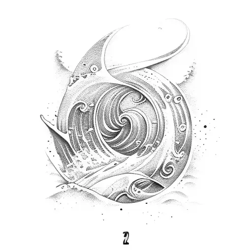 Ocean Waves With Cross In The Middle