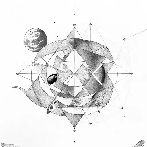 Planets Combined With An Hourglass And Some Geometric Lines And Some Binary Code