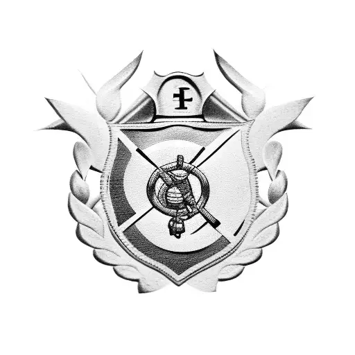 Military Firefighter Emblem With A Marathon Runner Silhouette Incorporated