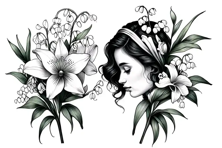 Tattoo Mother And Daughter Fine Lines Flowers Lily Of The Valley And Narcissus