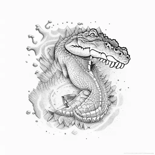A Combination Of Animal Science Symbols And Game Elements Forming A Crocodile Shape