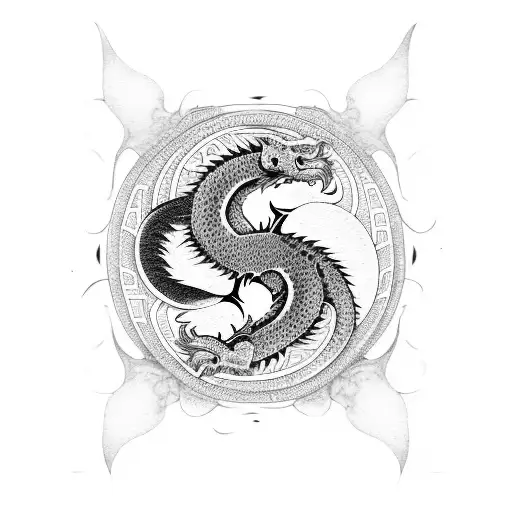 A Dragon And A Tiger Intertwined In A Yin And Yang Symbol