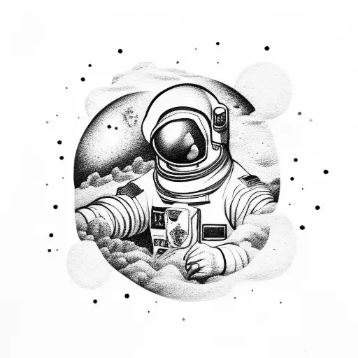 Astronaut Hugging Saturn